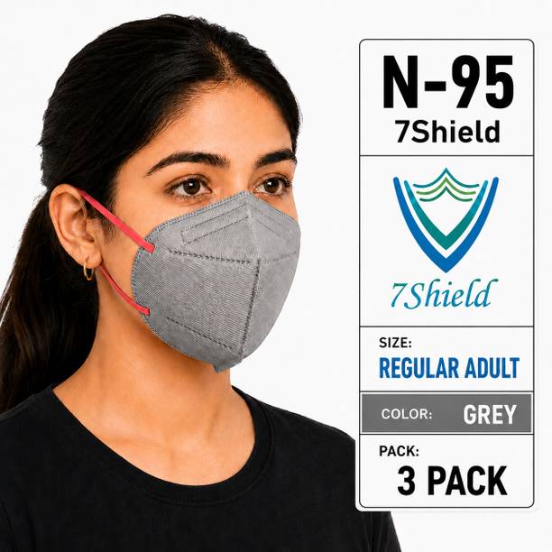 7SHIELD Grey N95 Medical Mask High-Performance Healthcare and Personal Use 6-Ply Grey N-95 Washable, Reusable, Water Resistant