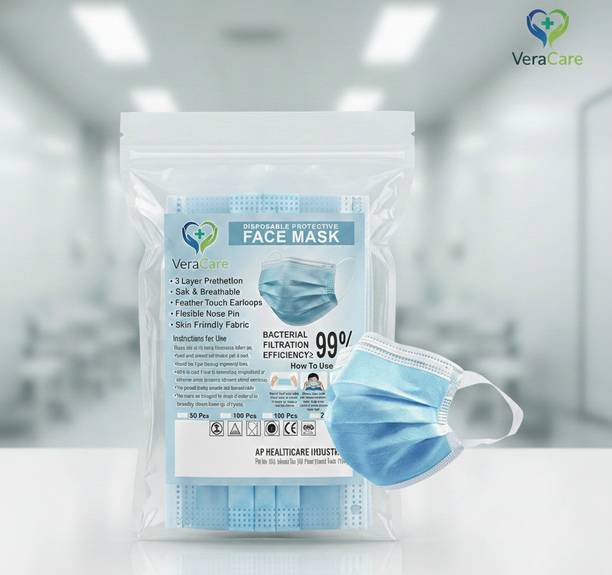 veracare Softloop Blue 3-Ply Surgical Face Mask – Comfortable Earfit Loop Surgical Mask With Melt Blown Fabric Layer