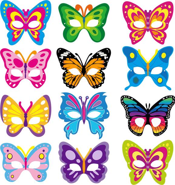 ZYOZI Butterfly Theme Birthday Masks / Butterfly Theme Masks for Kids (Pack Of 12) Party Mask