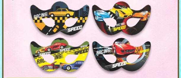 Sai Deco Multicolor Eye Mask for Kids - Fancy Elastic Wear for Birthday Decorative Mask