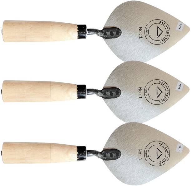 Harvika Masonry Trowel with Wooden Handle | Cement Plaster | Karni | Construct Hand Tool Stainless Steel Trowel