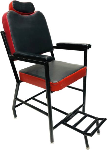 KITHANIA Salon Chair Made Iron Frame, Without Push Back and Cushioned Seat(Red Black) Massage Chair
