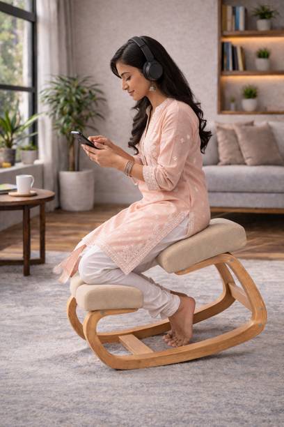 URC Kneeling Chair with Cushion | Adjustable Wooden Posture Chair with Wheels | Massage Chair