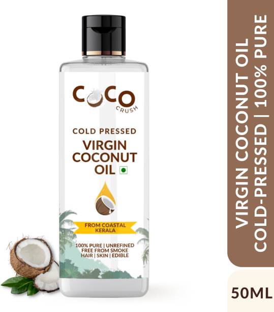 COCO CRUSH Cold pressed Coconut Oil for Hair, Face, & Skin, Pure & Natural Carrier Oil Hair Oil