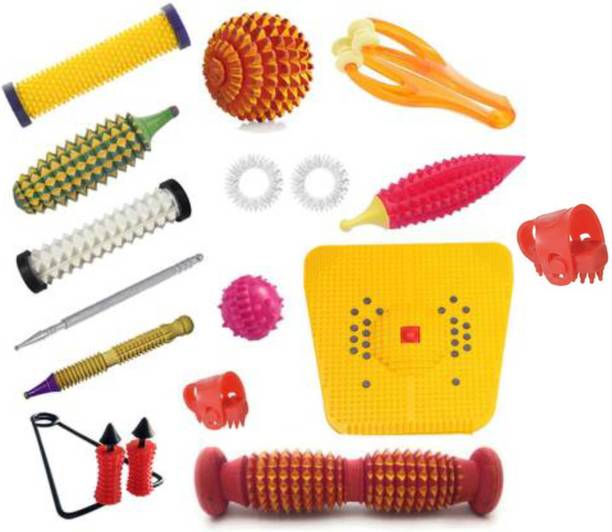 Navyamall Acupressure Massager Tools Kit Combo With Sujok Ring , Finger Massager & Foot Roller, Foot Mat- Pyramidal Cuts Acupressure kit fitness kit Body Massager