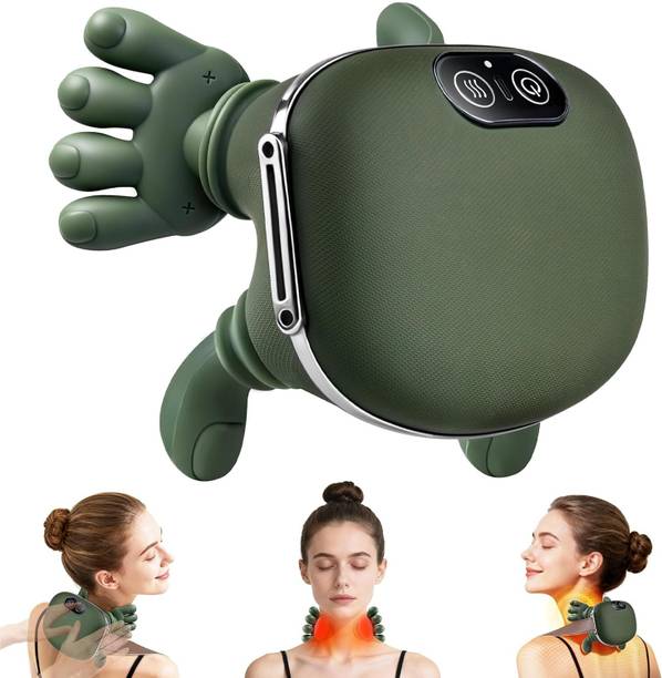 AHCS Bionic Heated Massager, Wireless Portable Shiatsu Neck and Back Massager Deep Tissue 4D Kneading Massage, Simulated Human Hand Design for Pain Relief Massager