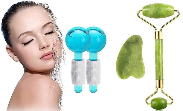 Harsh narrow fab Facial Cooling Massage Balls Beauty Crystal Ball, Jade Roller & Gua Sha Tool 100% Natural Himalay Stone Massager Massager