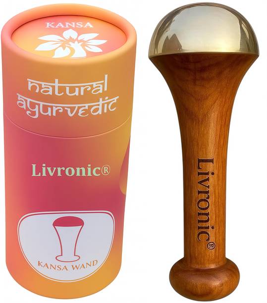 Livronic Single Sided Kansa Wand Foot Massager, Kansya Vati Wooden Massageṛ Kasa Bronze Face And Body Massager Massager