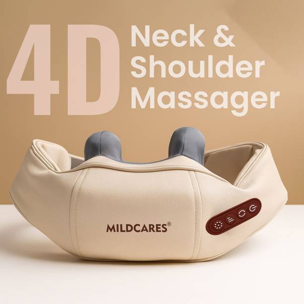 Mildcares Electric Neck Massager Machine with Heat | 4D Shiatsu Neck & Shoulder Massager Pillow | Rechargeable Cervical Back & Muscle Pain Relief for Stress & Relaxation Massager