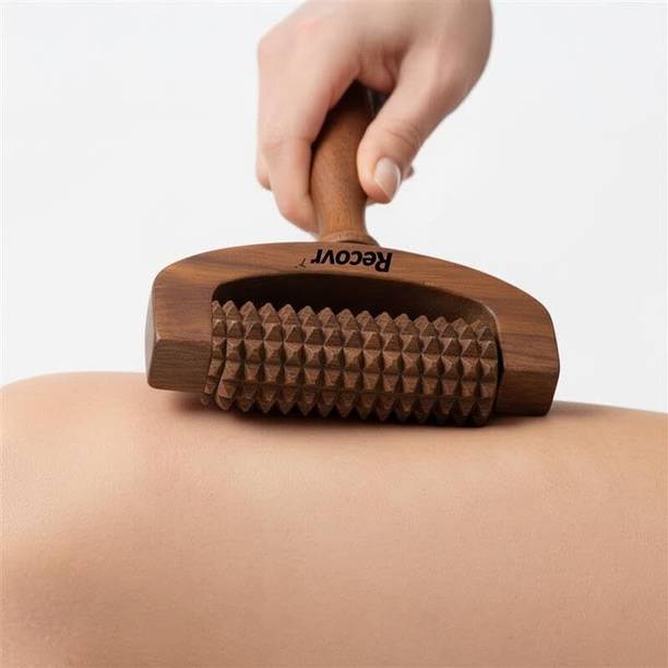 Recovr Large Wooden Body Massage Roller | Handheld Full Body Massager for Pain Relief Body Massage Roller Massager