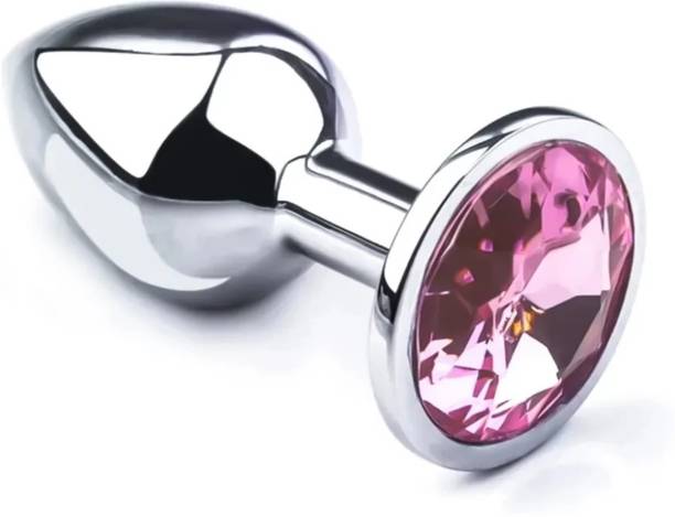 S.H. Solutions B6-Series Premium Quality Stainless Steel Medium Non Vibrating Silver Face and Jewelled Plug Massager