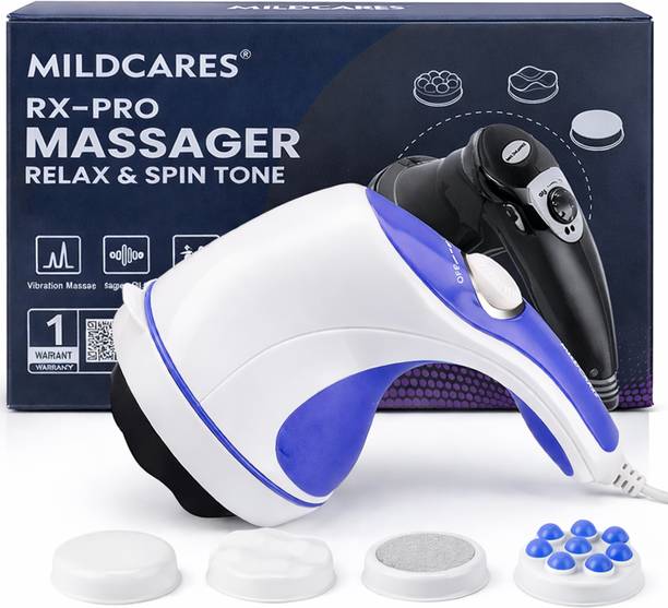 Mildcares Relax & Spin Full Body Massager Machine | Handheld Electric Body Massage Machine for Pain Relief | Back, Neck, Shoulder, Leg & Foot Massager with 4 Attachments Massager