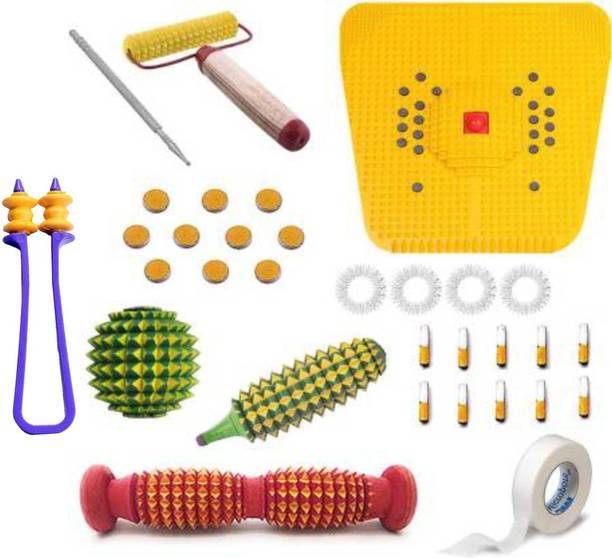 netclub 500 Acupressure Kit Sujok & Magnetic Therapy Tools Combo Set With Foot Roller & Bio Magnetic Foot Mat - Pyramidal Cuts Natural Care Massager