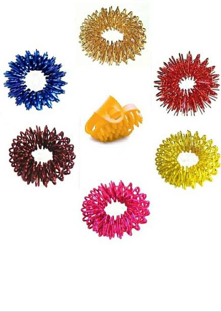 EKiN ring-acupressure-001 Sujok Ring Set Of 6 PC + Thumb Pad For Pain Relief (multicolor) Massager