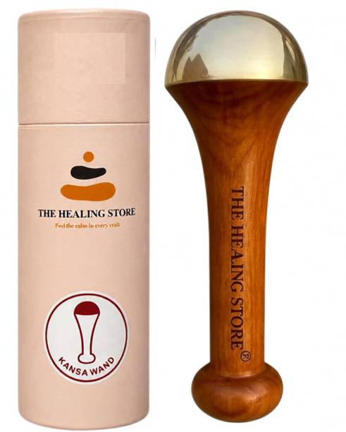 The Healing Store THS_Single-MSGR Kansa Massage Wand with Wooden Handle | Traditional Kansa Metal Healing Massager