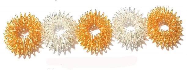 Ronofic ACUPRESURE Finger Massage Ring- Stretchable Acupuncture Health Care Relaxation for Unisex Gold & Silver 5pcs Massager