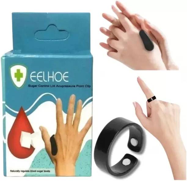 EKiN Blood Sugar Control Ring Adjustable Magnetic Therapy Ring Lymphatic Drainage, Arthritis Pain Relief With U Shape Clip Massager