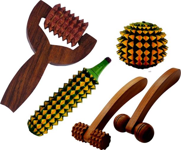 Woodenex nx YBK 2F Wooden Massager Combo | Hair Scalp, Neck, Face, Ball & Karela Massager Massager