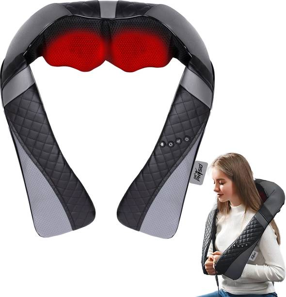 DR PHYSIO USA 1047 Shiatsu Electric Neck and Back Massager Machine with Infrared Kneading Nodes for Cervical Neck Shoulder Back & Body Muscle Pain Relief Massager