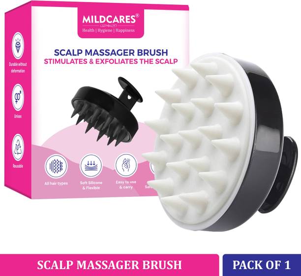 माइल्डकेयर्स Scalp Hair Growth & Dandruff Removal Hair Head Soft Silicone Scrubber Brush For Shampoo To Reduce Dandruff & मसाज़र