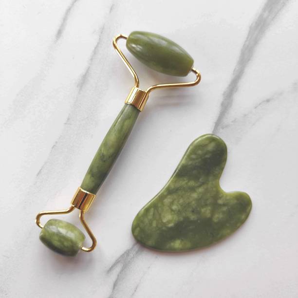 हर्बनैचुरो Face Stone Roller Massager with Gua Sha Stone Set Facial Roller