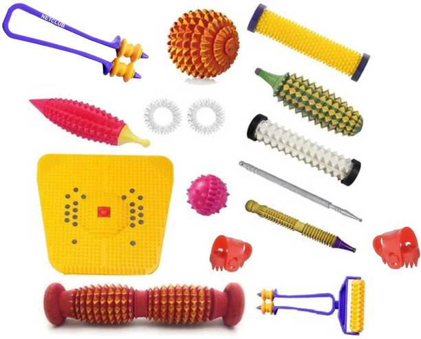 netclub Acupressure kit sujok Kit Sujok Ring Finger Massager & Foot Roller Yoga Foot Mat Pyramidal fitness kit blood circulation tummy slimming pain stress relief body Massager