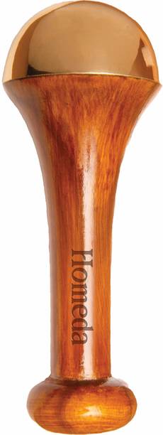 Homeda Single Sided Kansa Wand Foot Massager, Kansya Vati Wooden Massageṛ Kasa Bronze Face And Body Massager