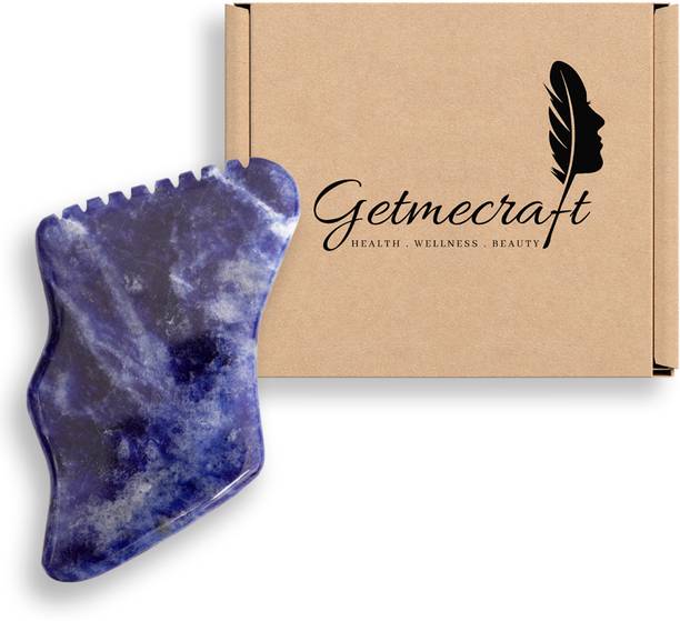 Getmecraft Sodalite Gua Sha Facial Massage Tool with Teeth Shape Sides and Ridges Massager For Face, Neck, Dark Circles and Under Eye Treatment Massager