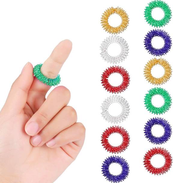 KEVJ Acupressure Finger Massage Sujok Ring Multicolor - Set Of 12 Massager