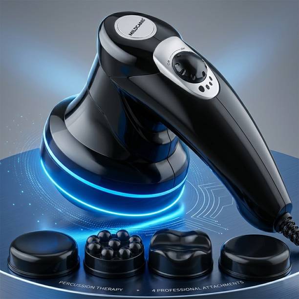MILDCARES Rx1-Pro Full Body Massager & Physiotherapy Machine | Handheld Electric Hammer Massage Machine for Back, Neck, Shoulder & Leg Pain Relief | 3 Attachments Massager