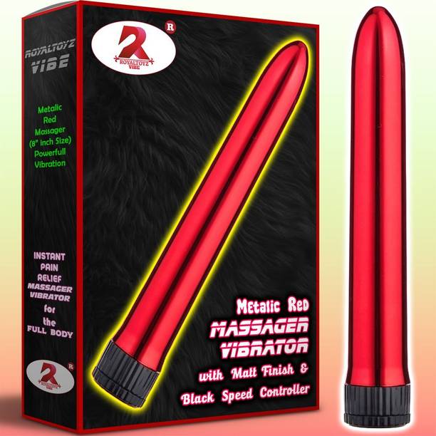 ROYALTOYZVIBE Men and women use the 8-inch vibrator massager to gain energy and reduce fatigue Women use the red metallic vibrator for relaxation (1pc vibrator for female) Massager