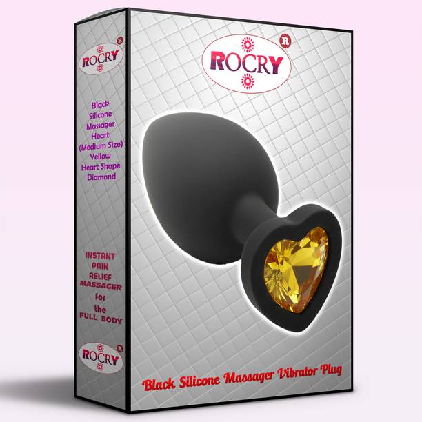 ROCRY Black Silicone (Medium Size) Plug Vibrator Massager for Men and Women Full Body 1pc Point Massager Vibrator | Heart Shape for Male & Female Massager