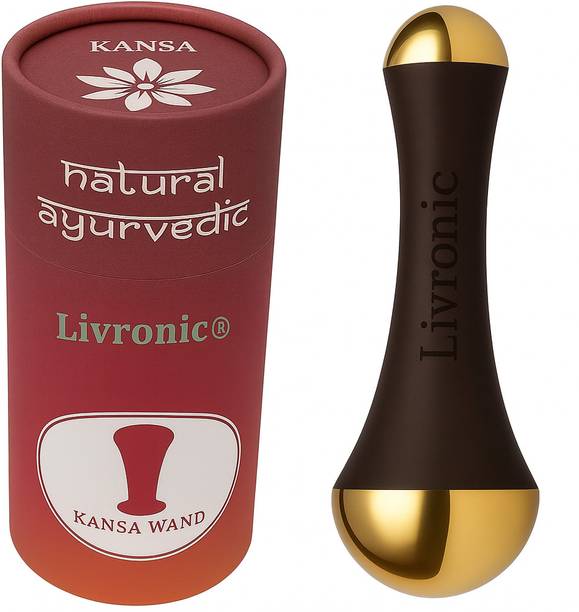 Livronic Kansa Vati Foot Massager with Teak Wooden Handle | Dual-Sided Bronze Cap (13 cm) Kashyachi Swakansa Vati | Kasa / Kasya / Kansya Wati Wand for Foot & Body Massager
