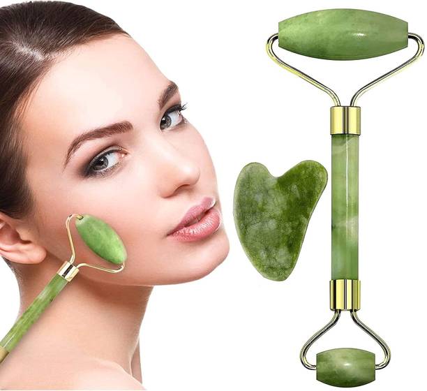 Piru 1-Jade Roller Facial Massager Jade Roller & Gua Sha Tool Natural Himalayan Stone Massager