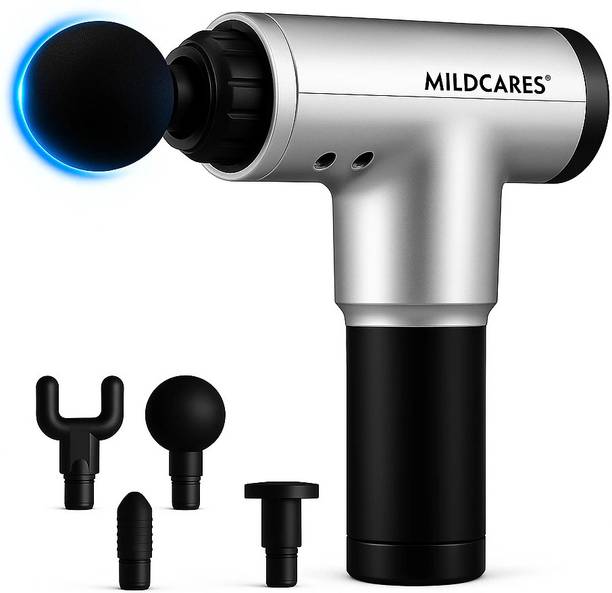माइल्डकेयर्स KH-320 Full Body Massager Gun for Pain Relief | Deep Tissue Therapy | 6-Speed Settings | 4 Heads | Rechargeable Silent Motor–Electric Massager for Pain Relief मसाज़र
