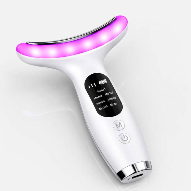 Miggon LED Face Massager 7 Mode Heat Therapy Device for Neck Pain & Skin Relaxation 7 Mode LED Face & Neck Massager with Heat Therapy Rechargeable Pain Relief Massager
