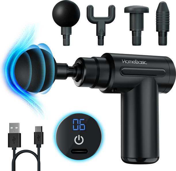HOMEBASIC 3600mAh Battery, Full Body Pain Relief with 4 Massage Heads & 6 Speeds HB-M1-BLACK Massager