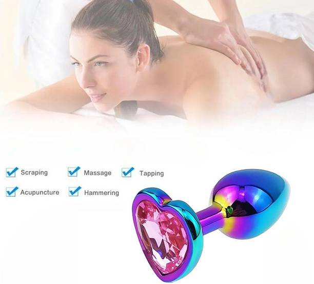 Bellesa AnalButt Plug Large Giant Metal Rainbow Heart Shape Butt Plug Massager for Relaxation Waterproof Relaxing Massage Women Men Reusable Massager