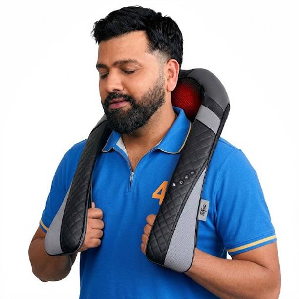 DR PHYSIO USA 1047 Shiatsu Electric Neck and Back Massager Machine with Infrared Kneading Nodes for Cervical Neck Shoulder Back & Body Muscle Pain Relief Massager