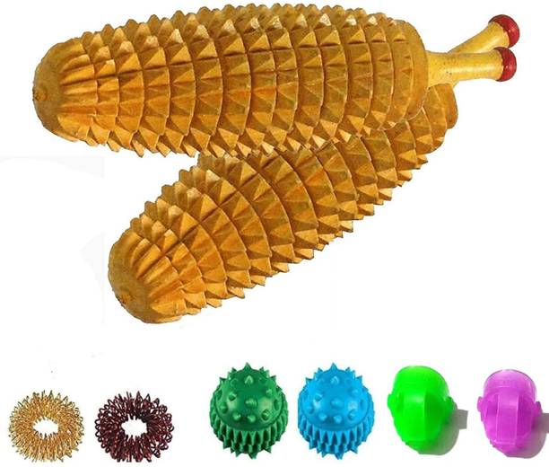 ACUPRESSUREMART Acupressure Spiked Hand Massager Exercise Therapy Deep Tissue Trigger 2 Pcs Sujok Ball 2 Pcs , Thumb Pad 2 Pcs and Rings 2 Pcs set Massager