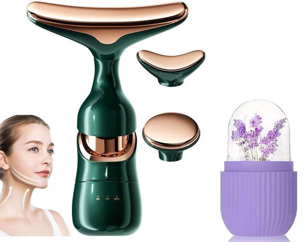 MORVIKA 3 in 1 Anti Wrinkles& Face Neck Eyes Massager,Vibration Facial Massager for Skin Face Sculpting Tool & Ice Roller For Face Massager Massager