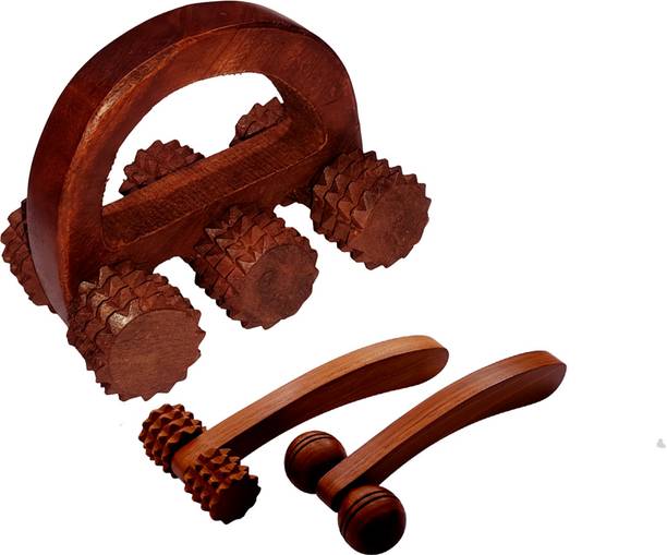 Woodenex nx 6W-2F Wooden Massager Combo | 1- 6Wheel Full Body, 1 Neck, 1 Face Massager Massager