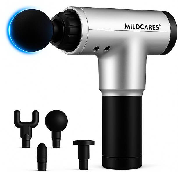 Mildcares KH-320 Full Body Massager Gun for Pain Relief | Deep Tissue Therapy | 6-Speed Settings | 4 Heads | Rechargeable Silent Motor–Electric Massager for Pain Relief Massager
