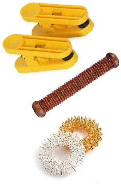 Ronofic Acupressure 2 Yellow Clip, Foot Roller, 2 Sujok Ring For Pain Relief And Stress Relief Massager