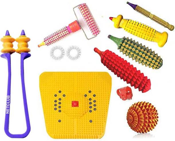 netclub Foot massager Acupressure mat Power Mat Magnetic Stress relief Combo accupressure wooden acupressure plate for foot acupressure kit blood circulation Massager
