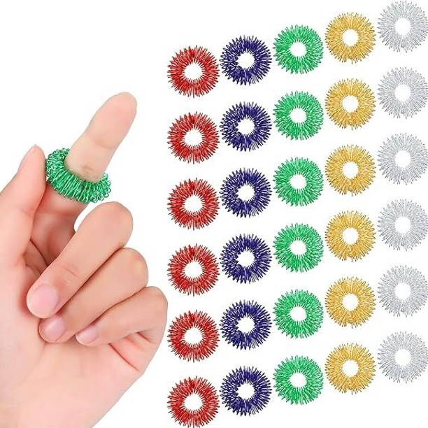 netclub 30 Pieces Spiky Sensory Rings Acupressure Finger Rings, Spiky Ring Set for Teens, Adults, Silent Stress Reducer and Massager fitness blood circulation body Massager