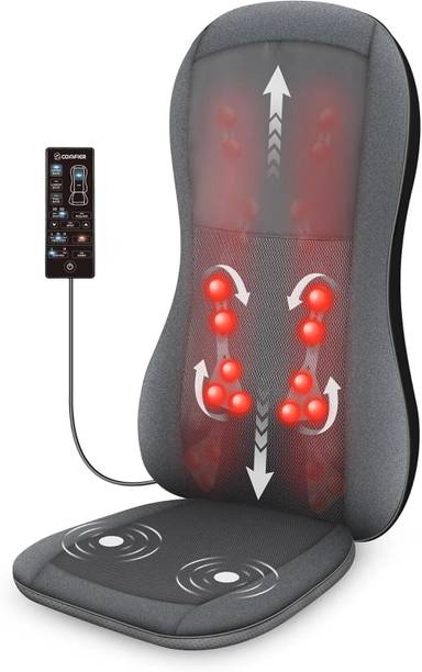 Comfier SHIATSU Full Back Massager Massage Chair Pad with Heat,2D/3D 10 Shiatsu Nodes, Rolling Kneading Massager