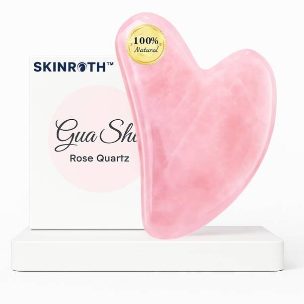 SKINROTH & Glow Enhancer, Reduces Puffiness, Improves Blood Circulation Natural Rose Quartz Gua Sha Stone Face Massage for Lifting, Sculpting Massager