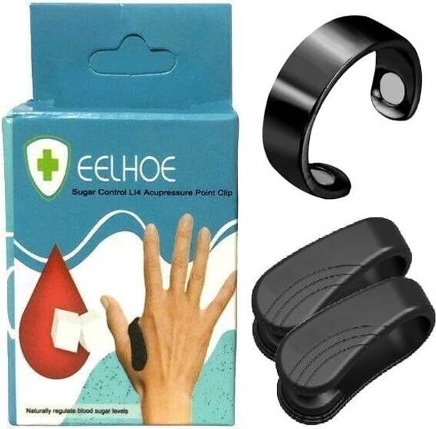 ACUWORLD Sugar & BP Control Ring & Li4 Acupressure Point Clip Combo Pack 1 Ring & 1 Clip Blood Sugar Control Magnetic Ring with Li4 Clip Massager