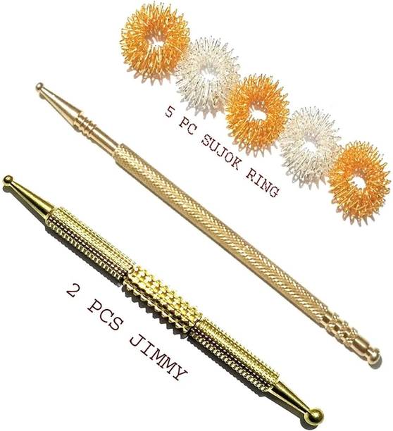Ronofic Acupressure Jimmy(2 Pc) + 5 Pc Sujok Ring Acupuncture tools Massager